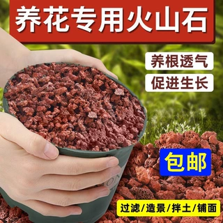 包邮火山石红色水池铺底鱼缸铺底天然原石花盆火山石颗粒生态造景