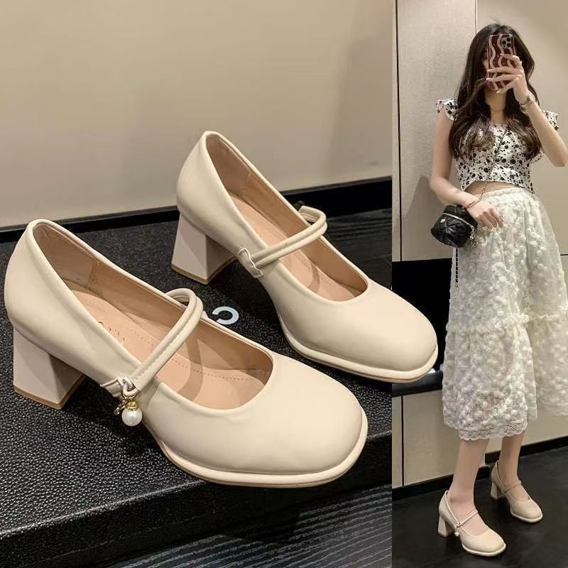 2026 nuevo estilo de verano con cheongsammarie zapatos de estilo de hadas de color sólido simple zapatos de moda pequeños zapatos blancos para mujeres