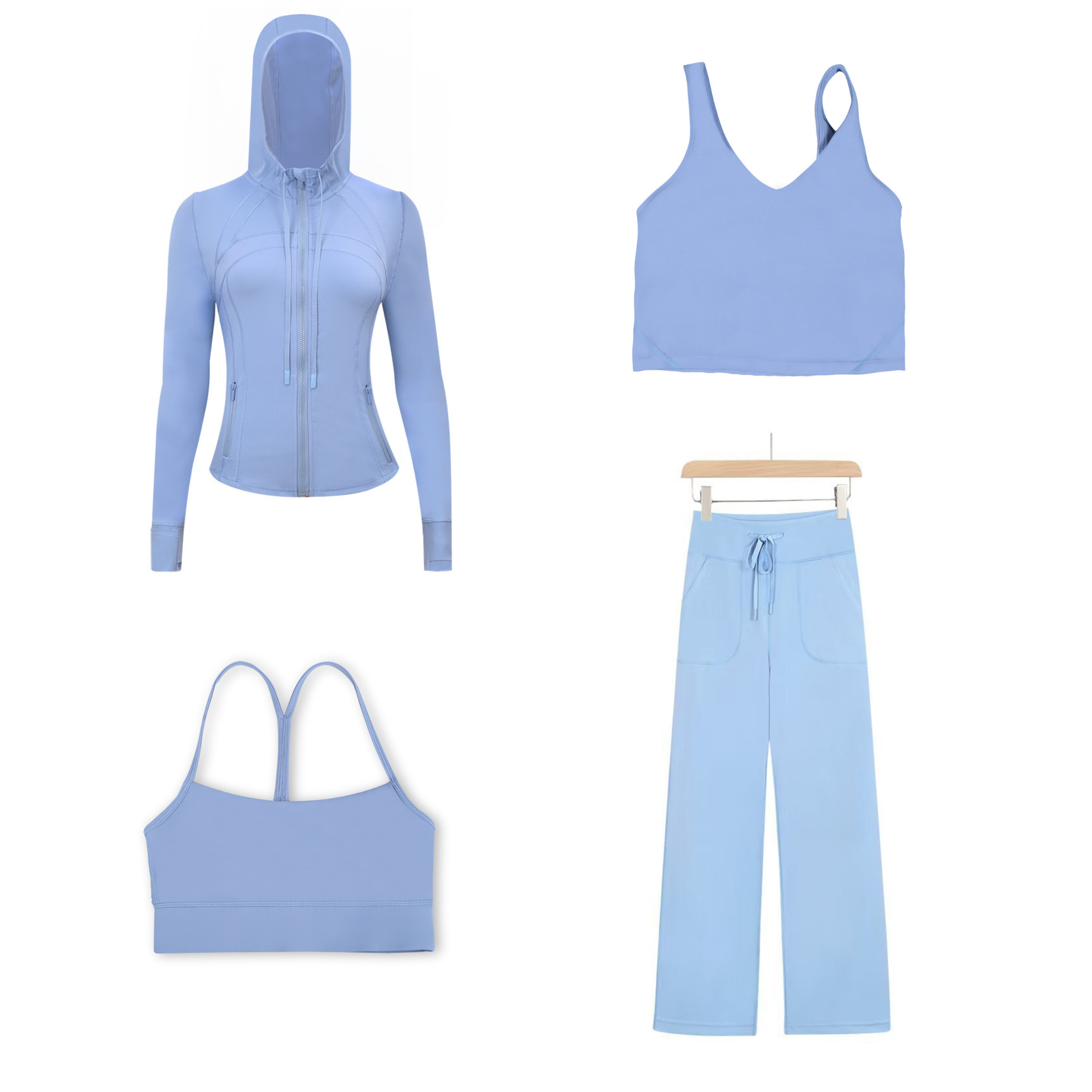 Dames sportset 4-delig slim fit met capuchon jack en broek_voghion.com
