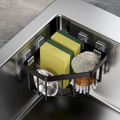 Kitchen sink corner sponge storage basket bathroom no-nail multifunctional shelf triangular no-drill shelf