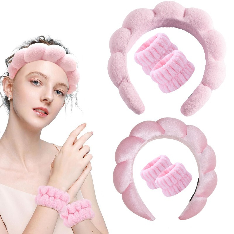 Amazon Braided Sponge Headband for Women, High-End Towel Fabric Headband Set for Washing Face and Makeup Application
