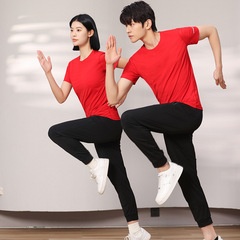 Spandex quick-drying T-shirt customized logo work clothes sports round neck short-sleeved customized cultural advertising shirt workwear printing