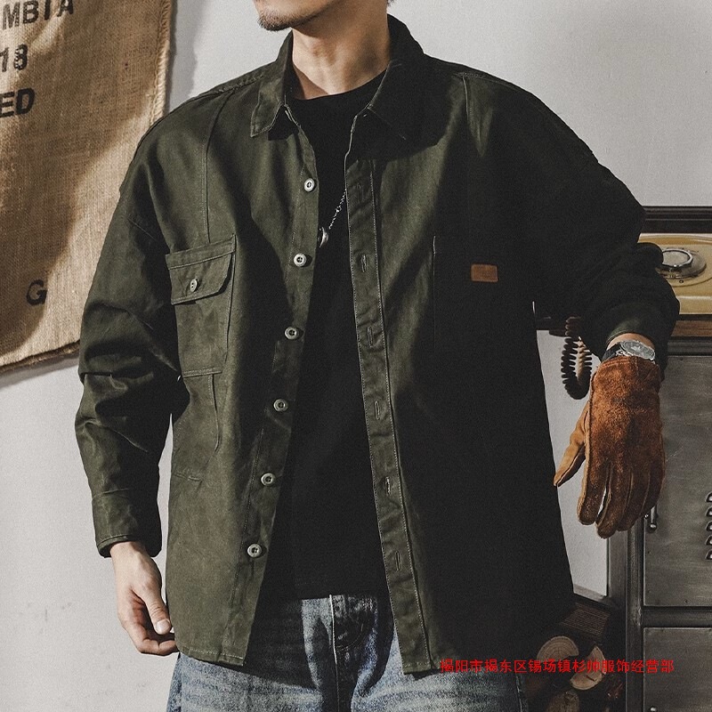 American Retro Workwear Shirt for Men, Long-Sleeved Summer Style, Loose-Fitting Tough Guy Hunting Jacket, Men's Autumn Jacket American Retro Workwear Shirt for Men, Long-Sleeved Summer Style, Loose-Fitting Tough Guy Hunting Jacket, Men's Autumn Jacket