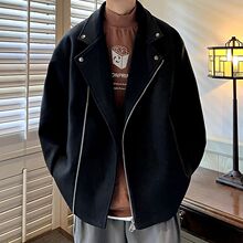 羊羔绒外套男秋冬季加绒加厚中长款棉衣男士毛呢大衣潮牌工装棉服