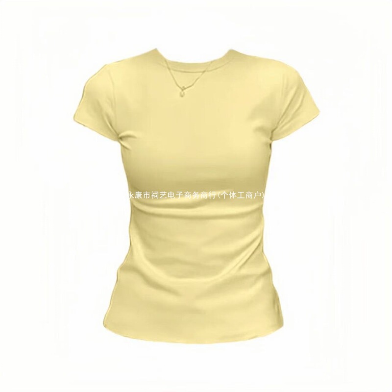 Tinge Dopamine T-Shirt Slim Fit Round Neck Top Sports Short Sleeve Regular Shoulder Women's Summer Base Layer Tinge Dopamine T-Shirt Slim Fit Round Neck Top Sports Short Sleeve Regular Shoulder Women's Summer Base Layer