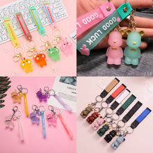 10个装-特价主题卡通创意暴力熊钥匙链树脂挂件小饰品钥匙扣挂饰