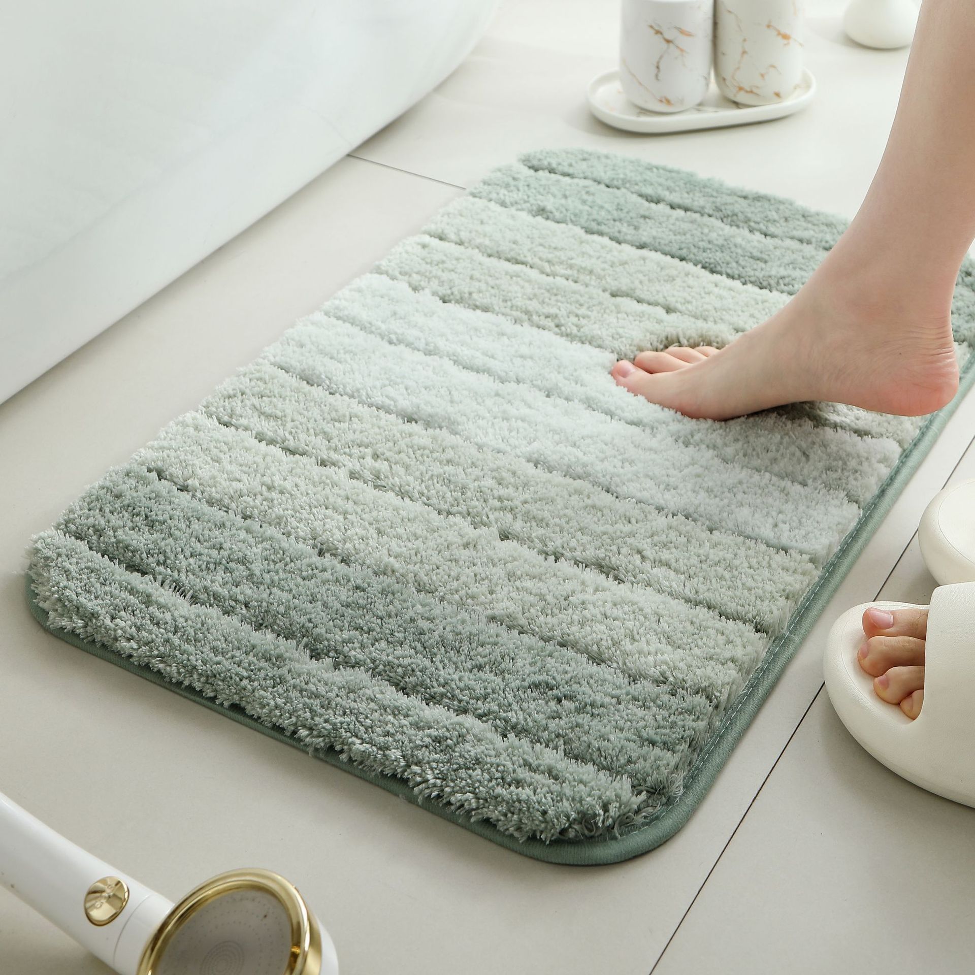 Transfronterizo Chenille puerta absorción pie pie estera de puerta estera de piso para mascotas gruesa encriptada estera de piso de baño de color gradiente