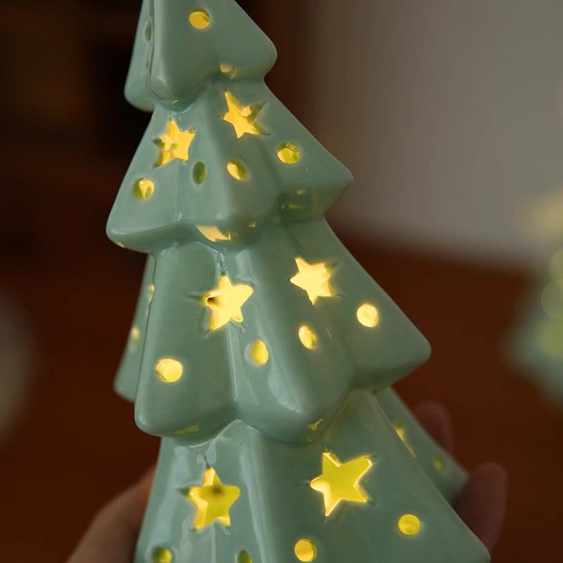 Christmas Tree Ceramic Star Night Light Home Bedroom Desktop Decoration Atmosphere Light Ornament with Light Furniture Accessory Christmas Tree Ceramic Star Night Light Home Bedroom Desktop Decoration Atmosphere Light Ornament with Light Furniture Accessory