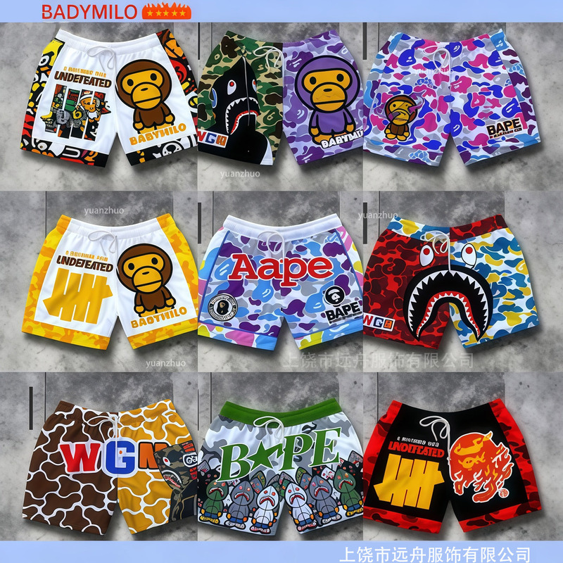 Cross-border BAPE European and American ape head summer casual sports shorts, unisex beach shorts Cross-border BAPE European and American ape head summer casual sports shorts, unisex beach shorts