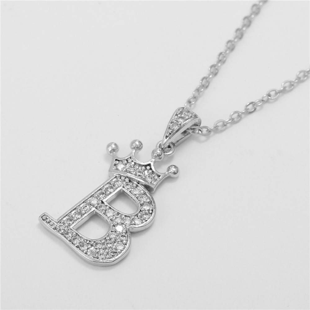 Fashion Micro-inlaid Zircon Crown English Letter Necklace Platinum Necklace Wholesale Nihaojewelry display picture 28