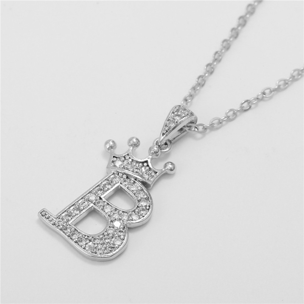 Fashion Micro-inlaid Zircon Crown English Letter Necklace Platinum Necklace Wholesale Nihaojewelry