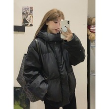 保暖白鸭绒外套抗寒女短款羽绒服男面包服冬季潮流潮新款PU皮2025