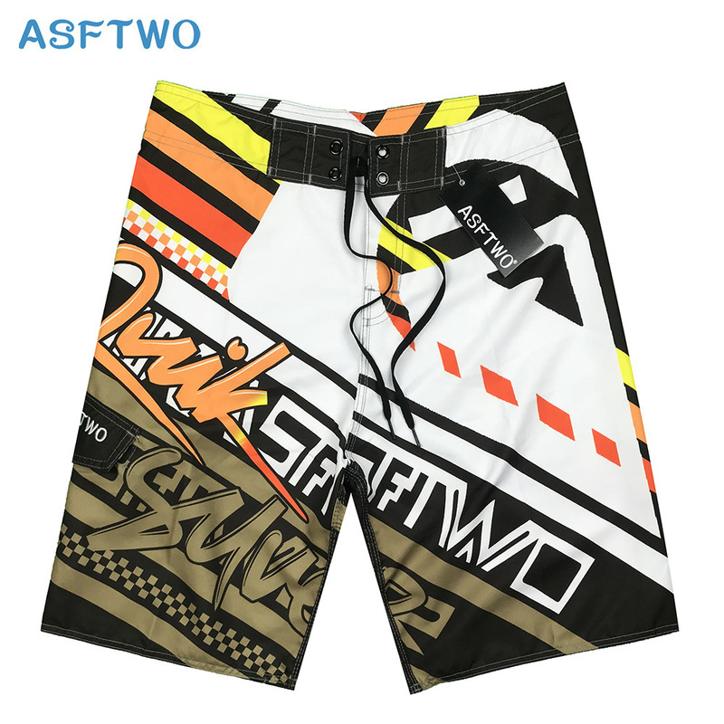 Cross-border e-commerce ASFTWO in stock watertight peach skin men's quick-drying beach pants printed surf shorts