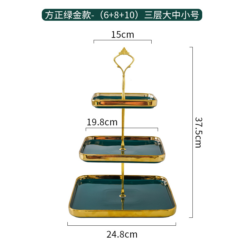 Luz nórdica de lujo de tres capas plato de fruta sala de estar hogar cerámica caramelo merienda plato té de la tarde postre mesa de decoración bandeja