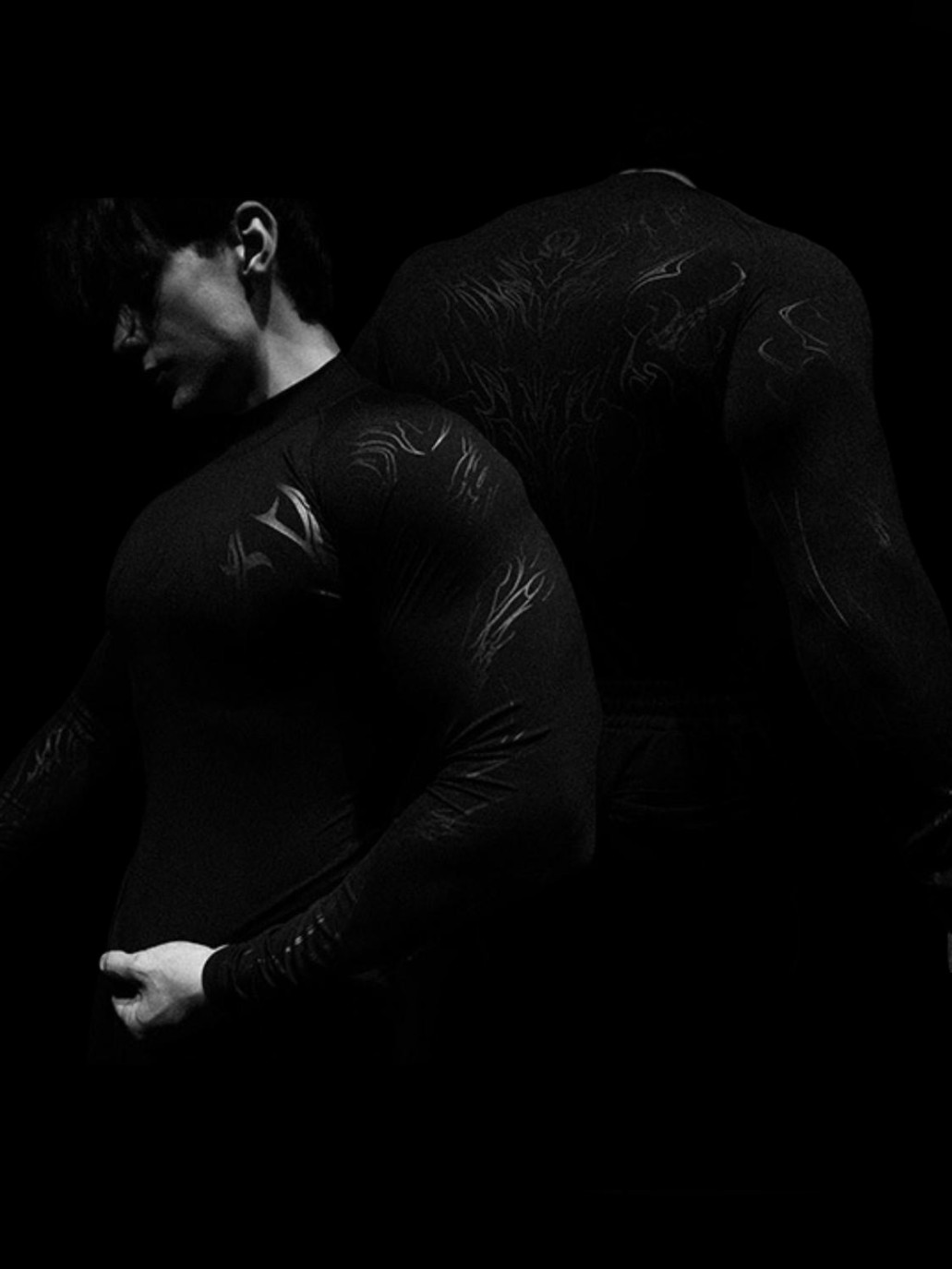 Breathedivinity 2025 hombre de manga larga con estampado de cuello alto deportes fitness de secado rápido largo