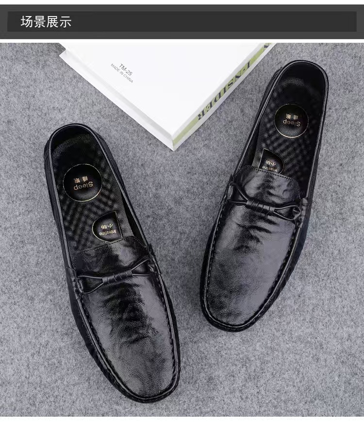 Zapatos de hombre de cuero real 2025 nuevos zapatos de negocios británicos transpirables con suela suave zapatos casuales perezosos con un pie zapatos para hombre