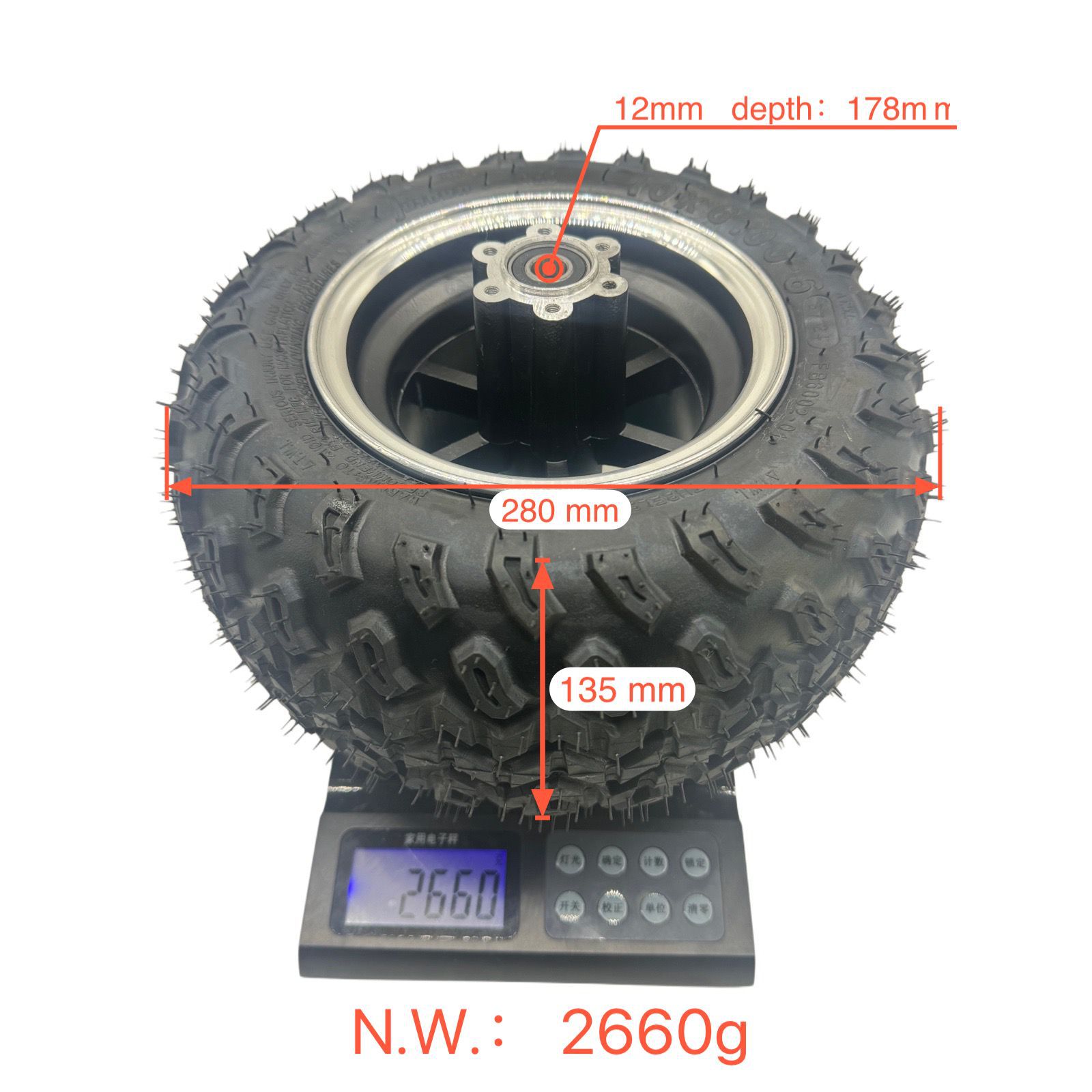 Small Harley 10X6.00-6 Vacuum Off-Road Tubeless Tire Brake Disc Wheel 12mm Axle Hole 10inch