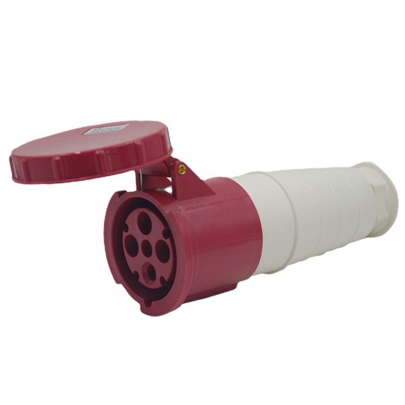 工业插座244防水插座IP67插座4P125A 380V连接器一代母插座耦合器