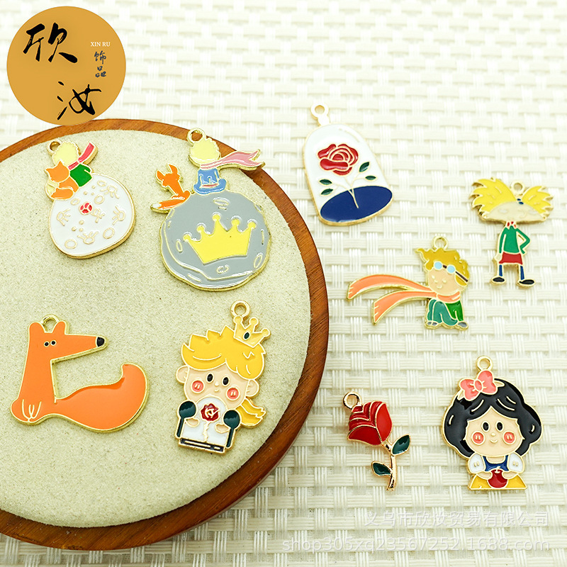 Scarf little Prince DIY cartoon jewelry accessories single hanging Fox hand rope pendant big rose potted head rope pendant