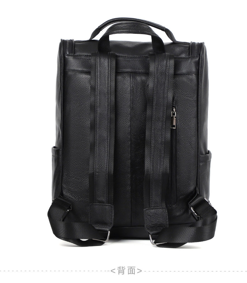 Ba lô da bò lớp đầu da thật 42×15×30 cm, túi đựng laptop dung lượng lớn đa năng đi du lịch ngoài trời — Màu đen chi tiết 13