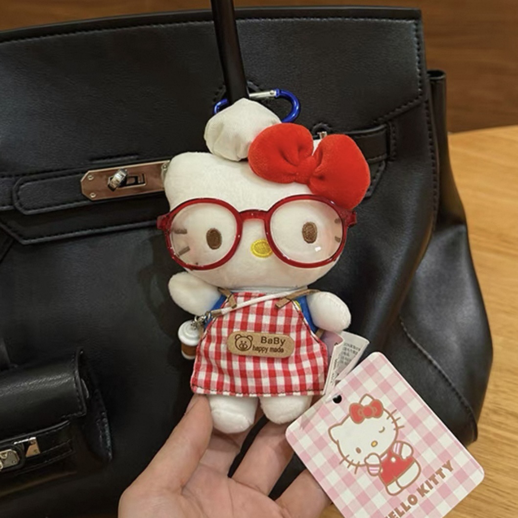 Genuino clásico KT Hello Kitty mochila bolso colgante dibujos animados lindo hellokitty llavero muñeca de felpa mujer