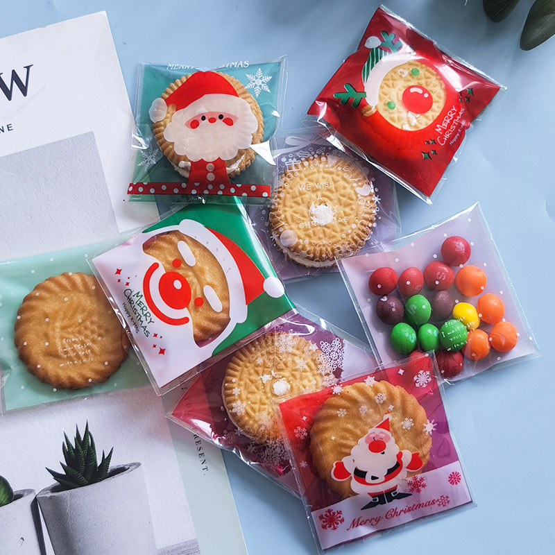 廠家供應聖誕節烘焙包裝袋雪花酥自粘袋卡通牛軋餅乾西點袋100個