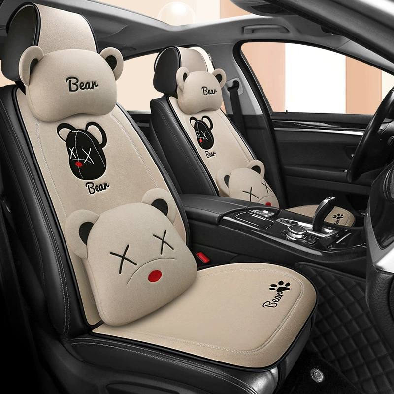 Мультяшная Автомобильная подушка, милая Автомобильная подушка в виде медведя богини, нескользящая Удобная универсальная Одиночная Автомобильная подушка Four Seasons
