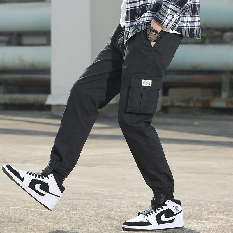 Spring New overalls men's multi-bag ankle-tied pants sports pants Men's Youth Japanese fashion brand men's casual pants