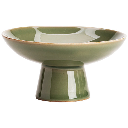 Retro Chinese ceramic high-foot plate Japanese snack tea tray dried fruit basket fruit plate tray for Buddhist family fruit plate