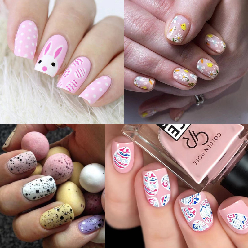 Nail Patch Easter Nail Art Color Eggshell Rabbit Design Finished Wear Nail Art Wholesale nails
