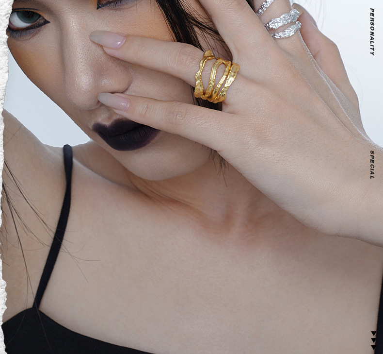 Fashion Solid Color Silver Plating Hollow Out Open Ring 1 Piece