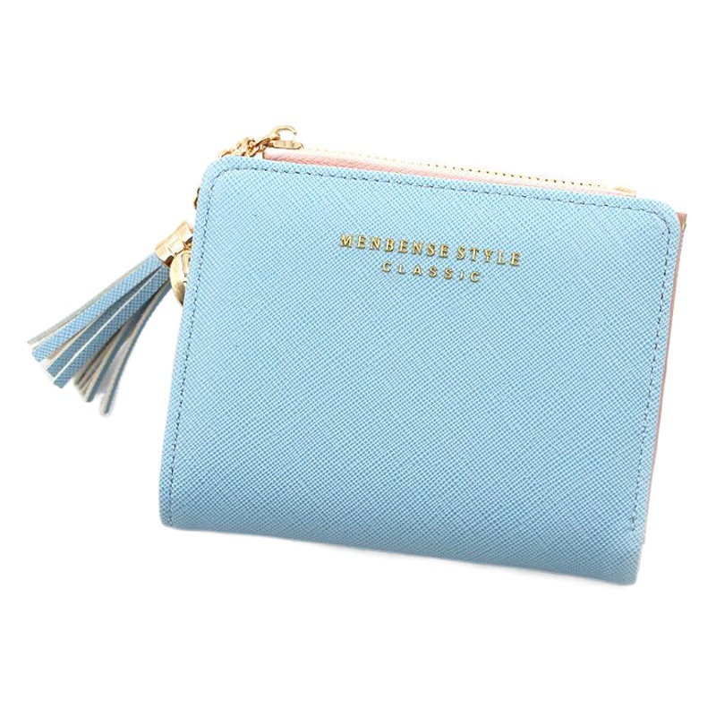 Monedero corto con borla – Cremallera y diseño minimalista – Para mujer