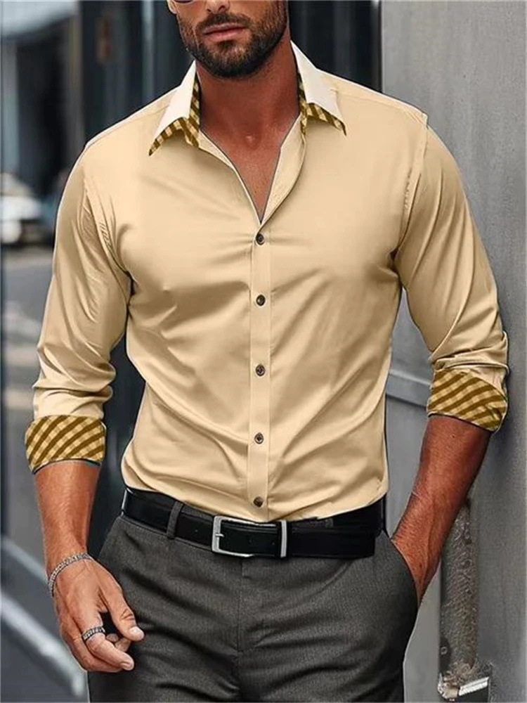Nueva camisa de botón de manga larga de color sólido de alta gama tendencia suelta 2024 blusa de otoño para hombre MB12