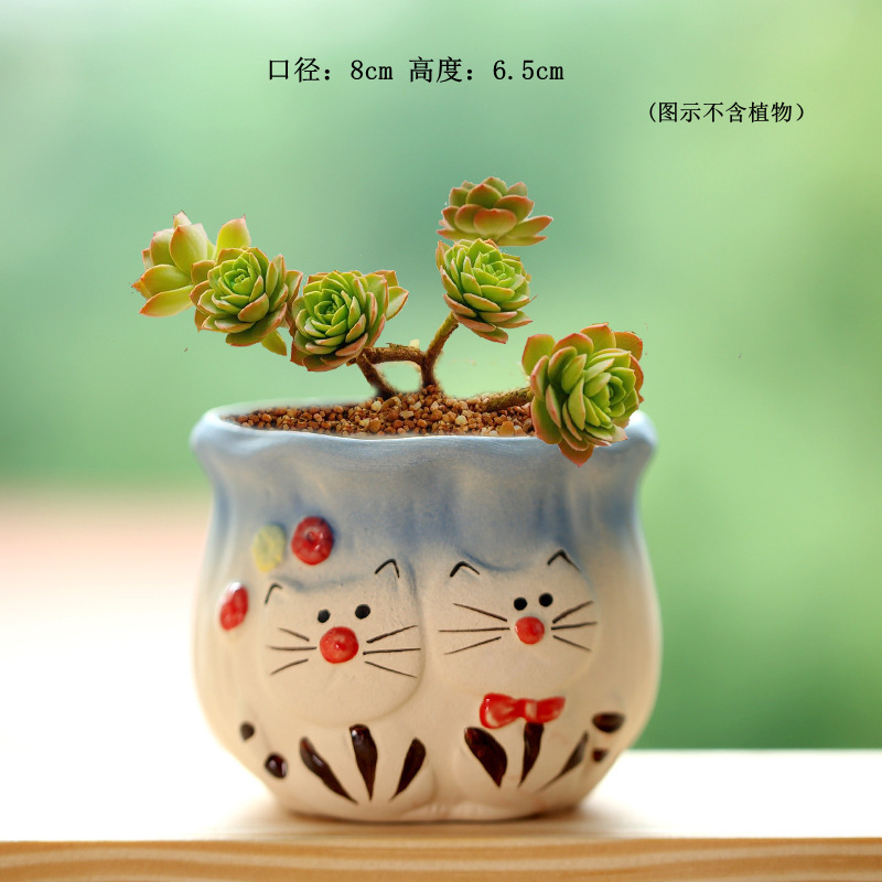 白羊可爱卡通小动物彩绘异形透气多肉花盆个性超萌摆件工艺品批发|undefined