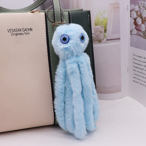 Cute octopus fur ball keychain Octopus marine animal plush doll bag charm gift wholesale