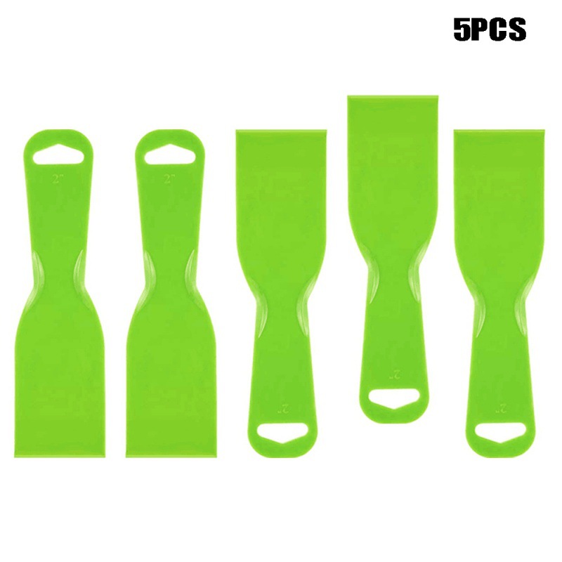 5件套2英寸绿色塑料刮刀油灰刀汽车贴膜贴花墙纸烘焙刮板