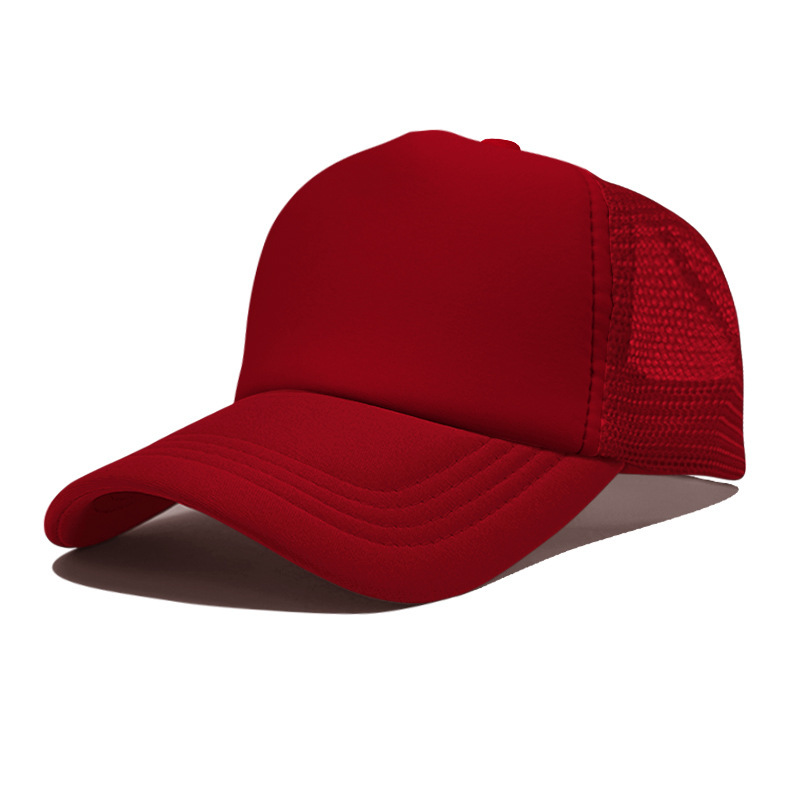 Gorra de malla de esponja con logo personalizado, gorra de béisbol de color sólido, comercio exterior transfronterizo, protección solar, gorra publicitaria con impresión personalizada, venta al por mayor.