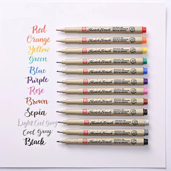 Japanese Sakura Pigma sketching soft-tip pen, soft-tip liner pen, colored needle-point pen, art-specific manga pen
