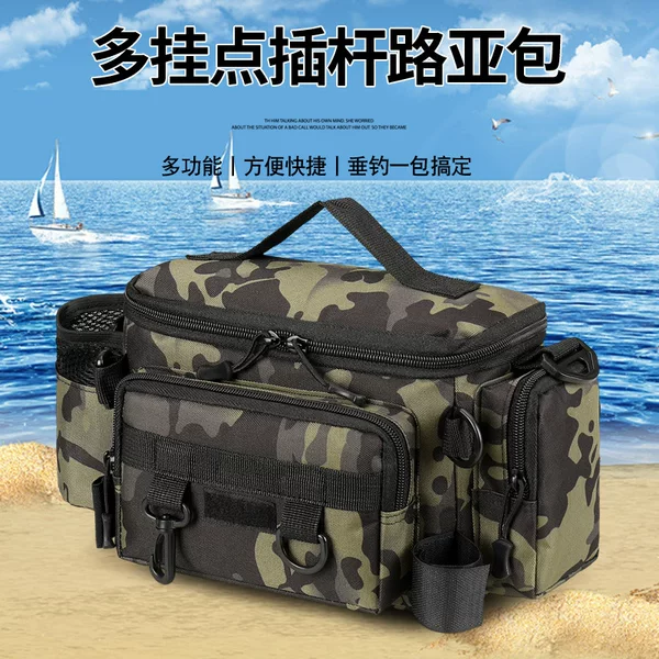 Large-Capacity Multifunctional Pole Lure Bag Waist Bag Crossbody Bag Waterproof Outdoor Cycling Fishing Bag Fishing Gear Bag
