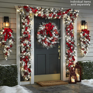 2022 Christmas flocking wreath falling snow door hanging Christmas decorations Christmas wreath rattan hanging tree ornaments cloth