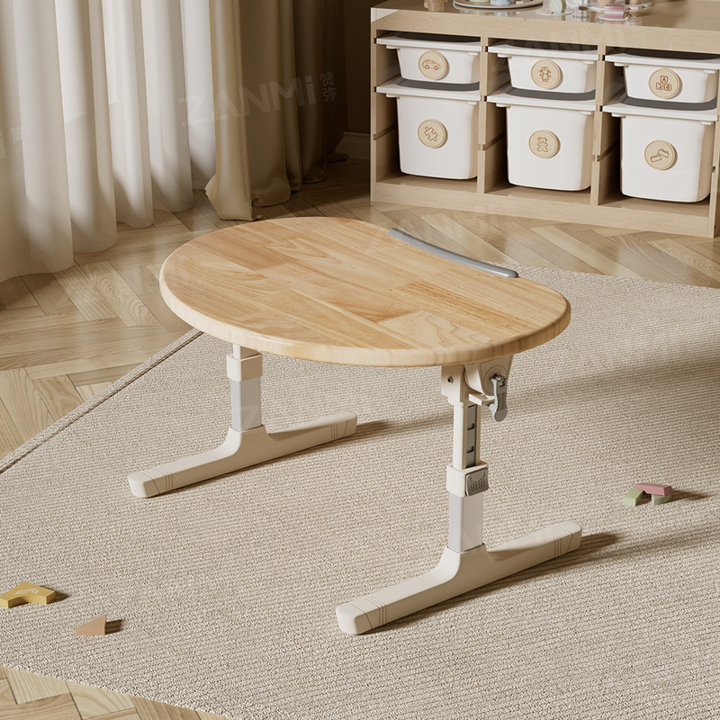 Solid Wood Peanut-Shaped Table, Foldable and Adjustable Height Children's Study Table, Baby Desk, Toy Table, Toddler Picture Book Reading Stand