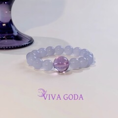 Viva Goda收藏级~土耳其蓝玉髓巴西紫水晶设计款水晶手串手链女