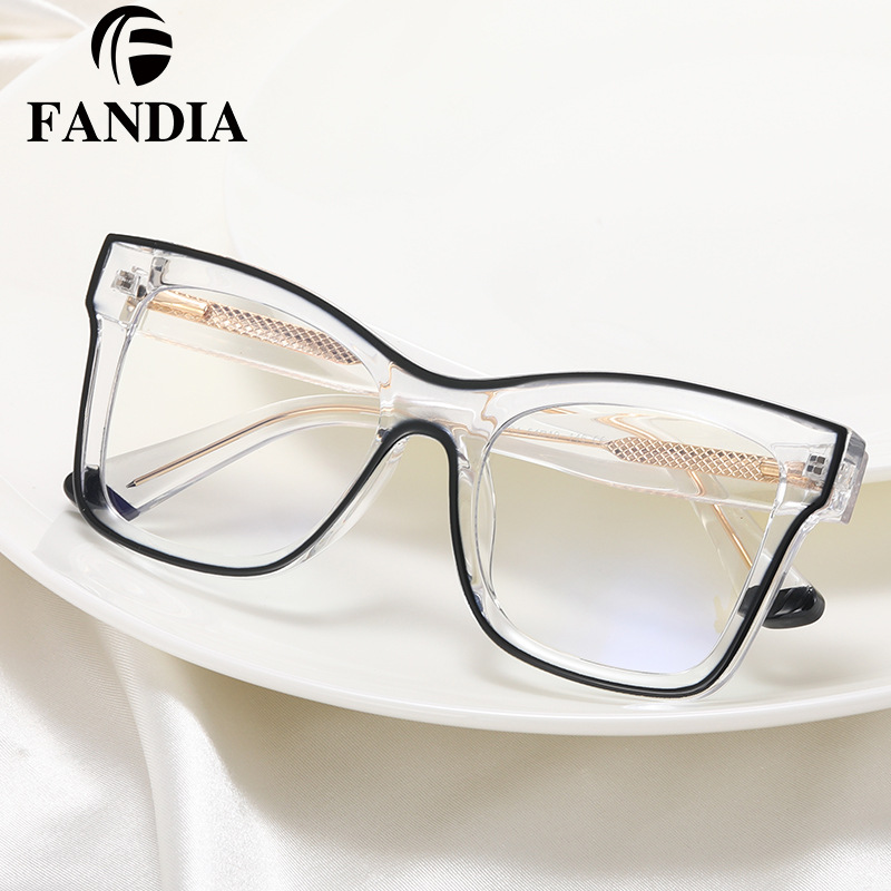 82087 nuevos marcos de gafas de color de placa de moda de marco grande gafas de pierna elástica gafas ópticas de marca europea y americana