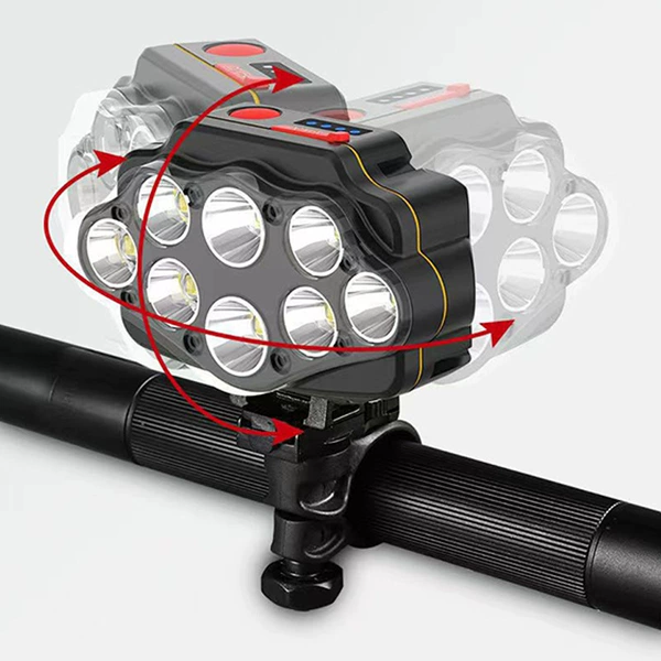 A set of eight bicycle lights+car clip