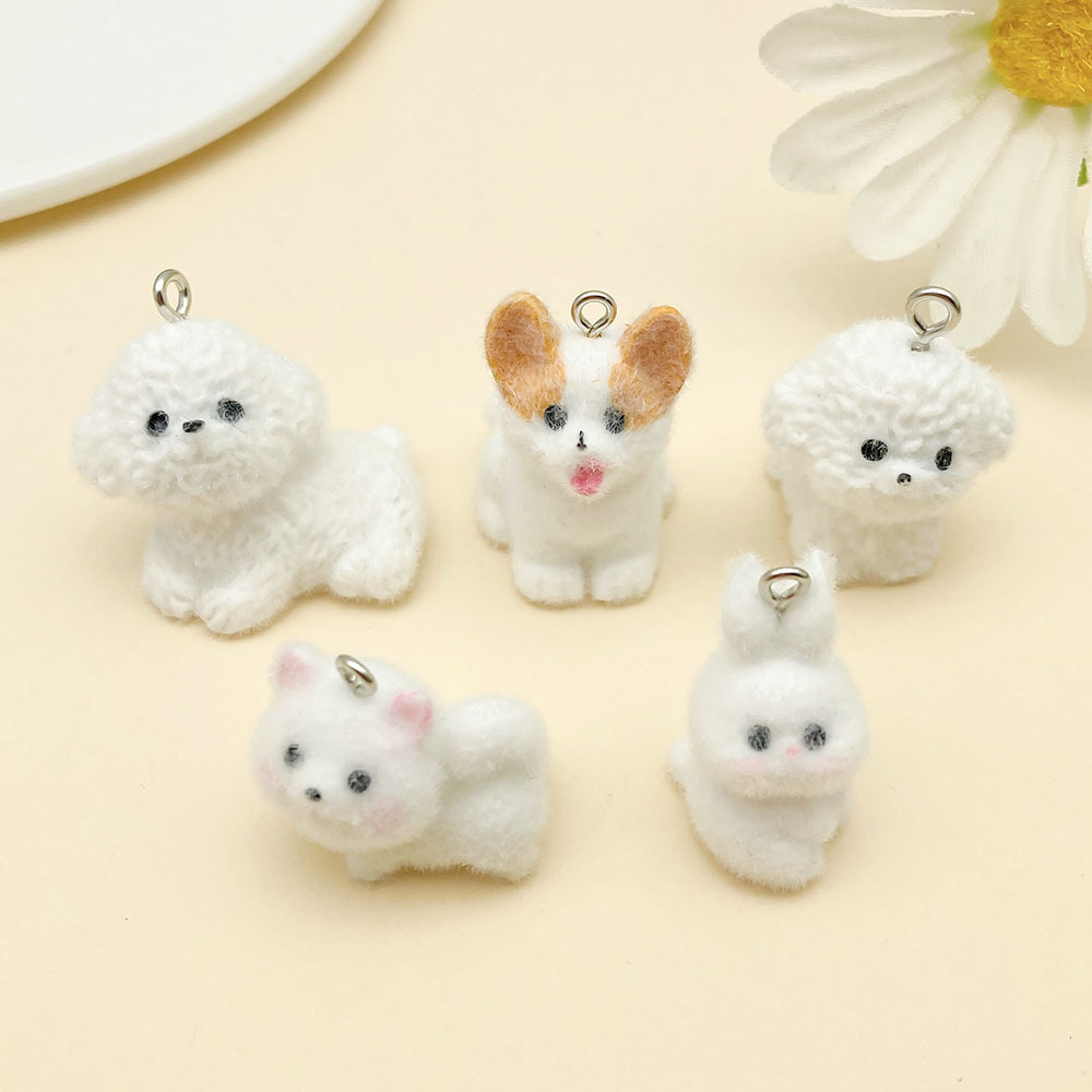 SN1198-수지 무리 동물 고양이, 개, 토끼 세트 5종 각 1개-28g
