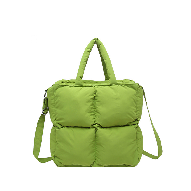 2024 nueva chaqueta de algodón, bolso de plumas, bolso de hombro acolchado, bolso de mensajero, bolso cuadrado pequeño para mujer, bolso pequeño de estilo occidental ligero