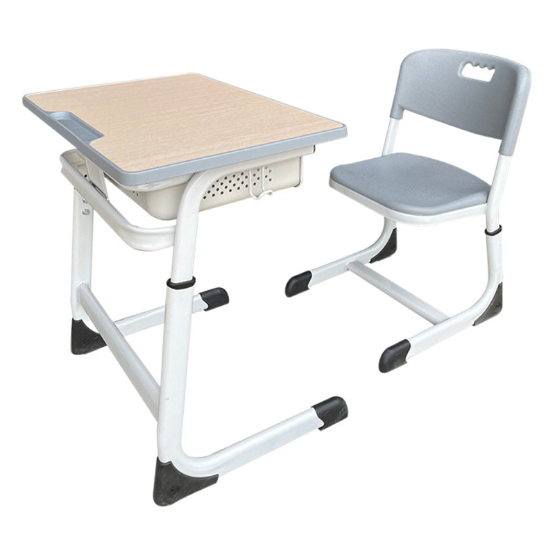 C-Type Adjustable School Desks and Chairs, Training and Tutoring Institution Study Tables, Single-Person Writing Desks with Backrest for Primary and Secondary School Students