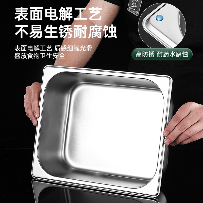 Contenedor Gastronómico de Acero Inoxidable, Grado Alimenticio, Rectangular, para Restauración y Comida Rápida