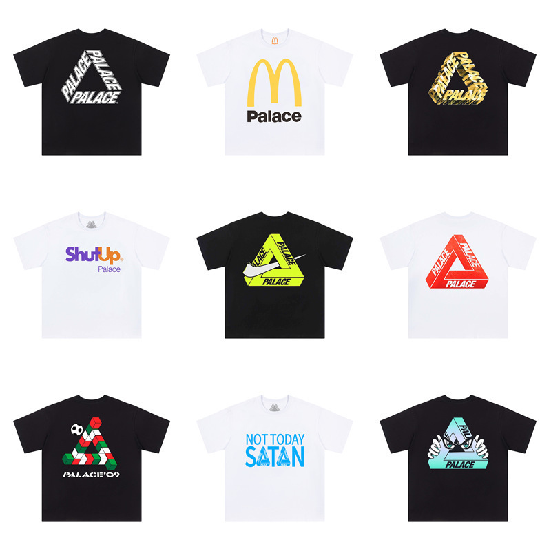26Ss Cross-Border British Fashion Palace Overlapping Logo Triangle Print Loose Casual Round Neck Short-Sleeved T-Shirt Couple Style