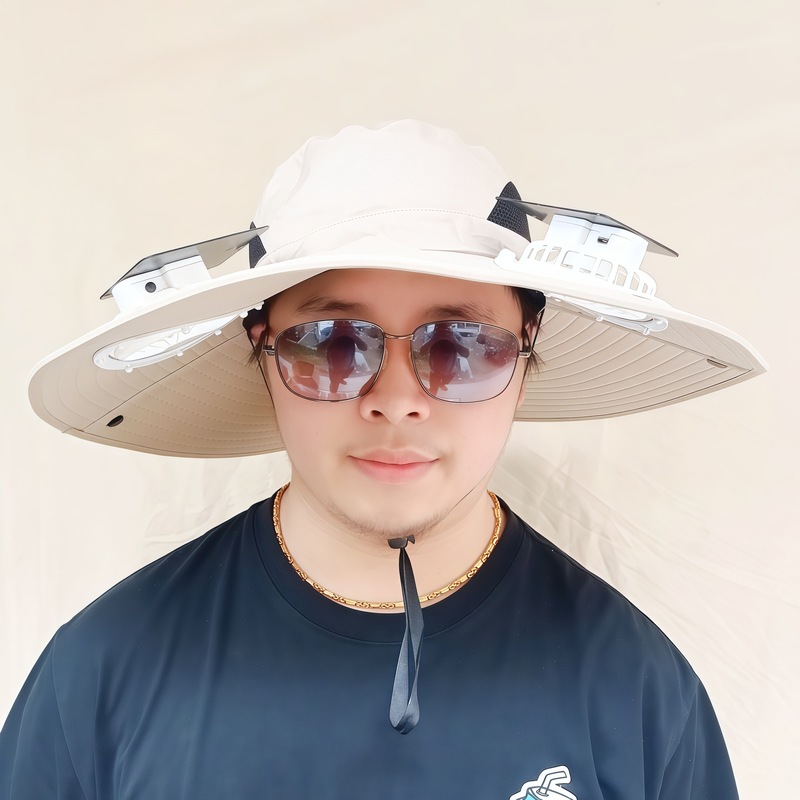 ソーラーファンキャップ釣り帽メンズアウトドア登山帽紫外線防止サンシェード漁師帽扇風機付き帽子|undefined